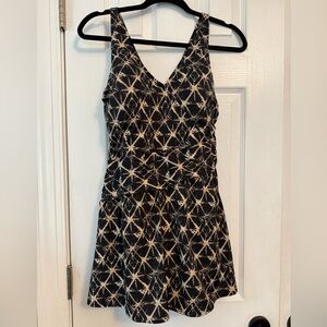 Denim&Co Black and Cream Geometric Swim Mini